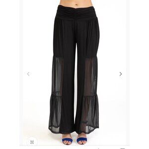 ISLE By Melis Kozan Black Balloon Wide Leg Pants With Sheer Panels S Wimseygoth